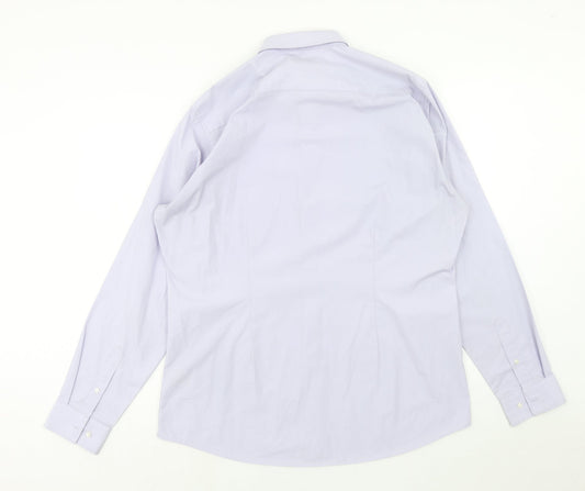 Mens UK Size 17 NEXT Purple  Button-Up Long Sleeve Casual Shirt
