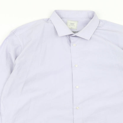 Mens UK Size 17 NEXT Purple  Button-Up Long Sleeve Casual Shirt