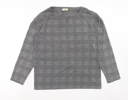 Papaya Womens Black Plaid Polyester Pullover Sweatshirt Size 10 Pullover