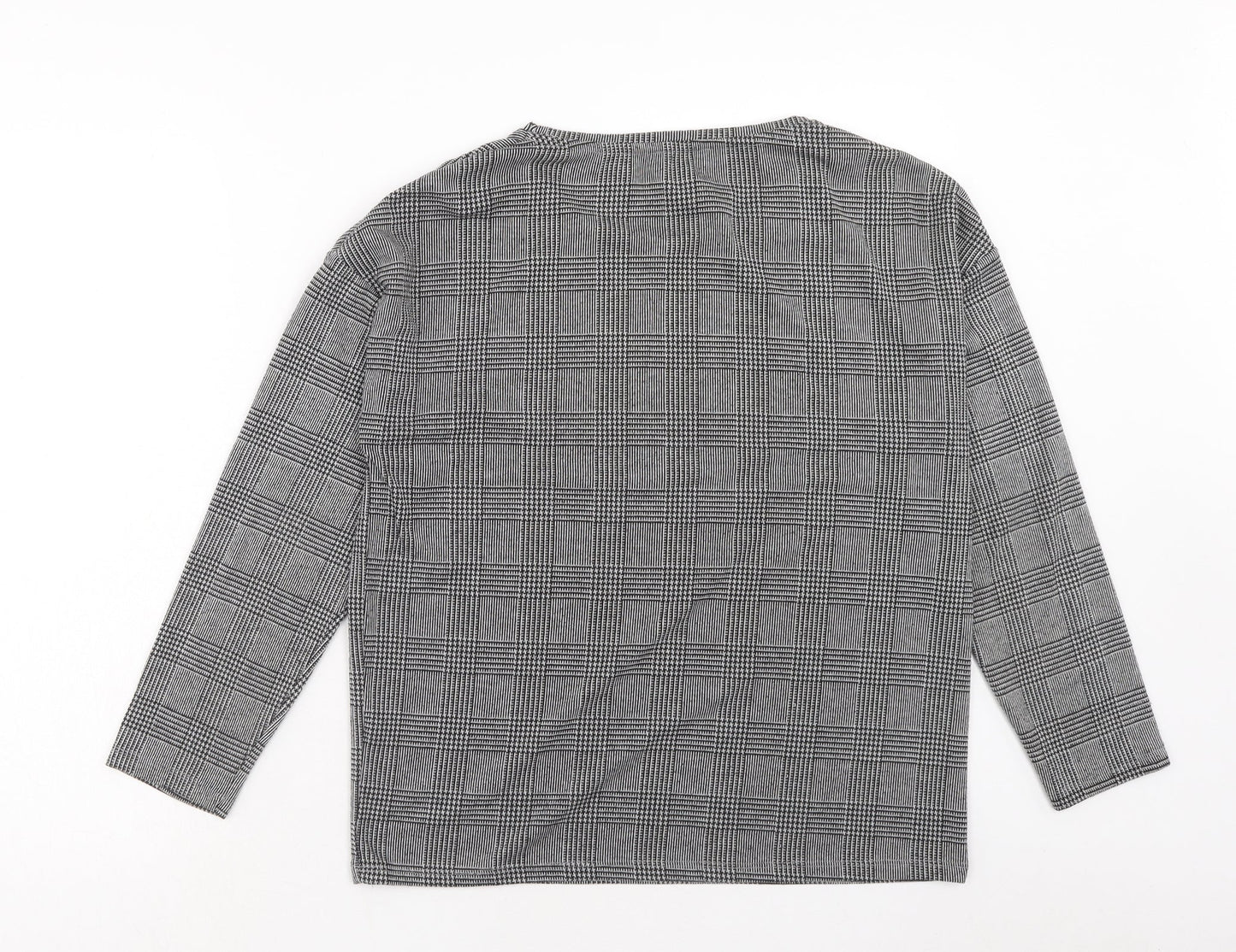 Papaya Womens Black Plaid Polyester Pullover Sweatshirt Size 10 Pullover