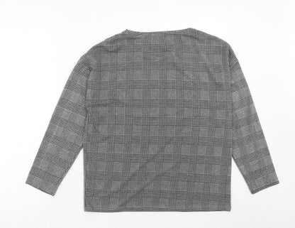 Papaya Womens Black Plaid Polyester Pullover Sweatshirt Size 10 Pullover