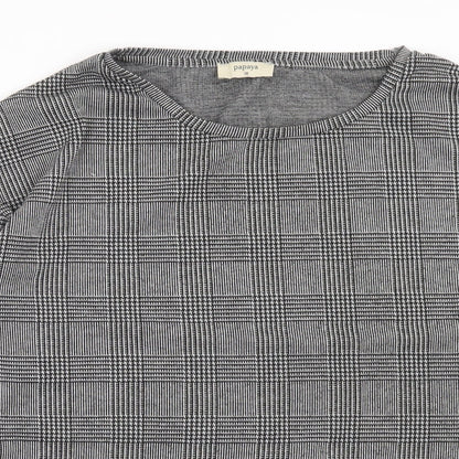 Papaya Womens Black Plaid Polyester Pullover Sweatshirt Size 10 Pullover
