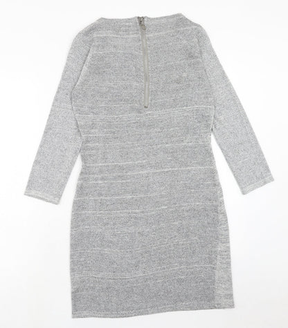 STORE TWENTY ONE Womens Grey Polyester A-Line Size S Round Neck Zip