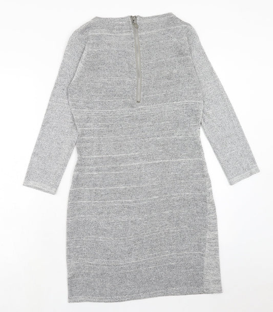 STORE TWENTY ONE Womens Grey Polyester A-Line Size S Round Neck Zip