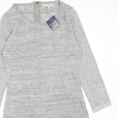 STORE TWENTY ONE Womens Grey Polyester A-Line Size S Round Neck Zip