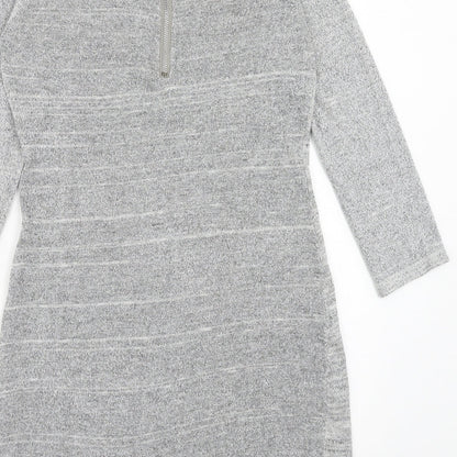 STORE TWENTY ONE Womens Grey Polyester A-Line Size S Round Neck Zip