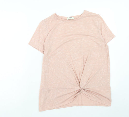 Papaya Womens Pink Polyester Basic T-Shirt Size 12 Boat Neck - Twist Detail