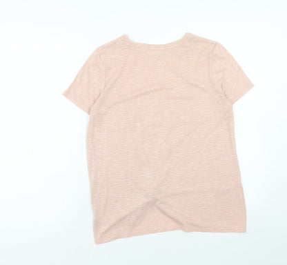 Papaya Womens Pink Polyester Basic T-Shirt Size 12 Boat Neck - Twist Detail