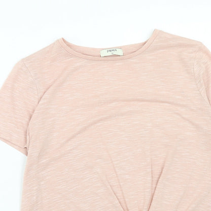 Papaya Womens Pink Polyester Basic T-Shirt Size 12 Boat Neck - Twist Detail