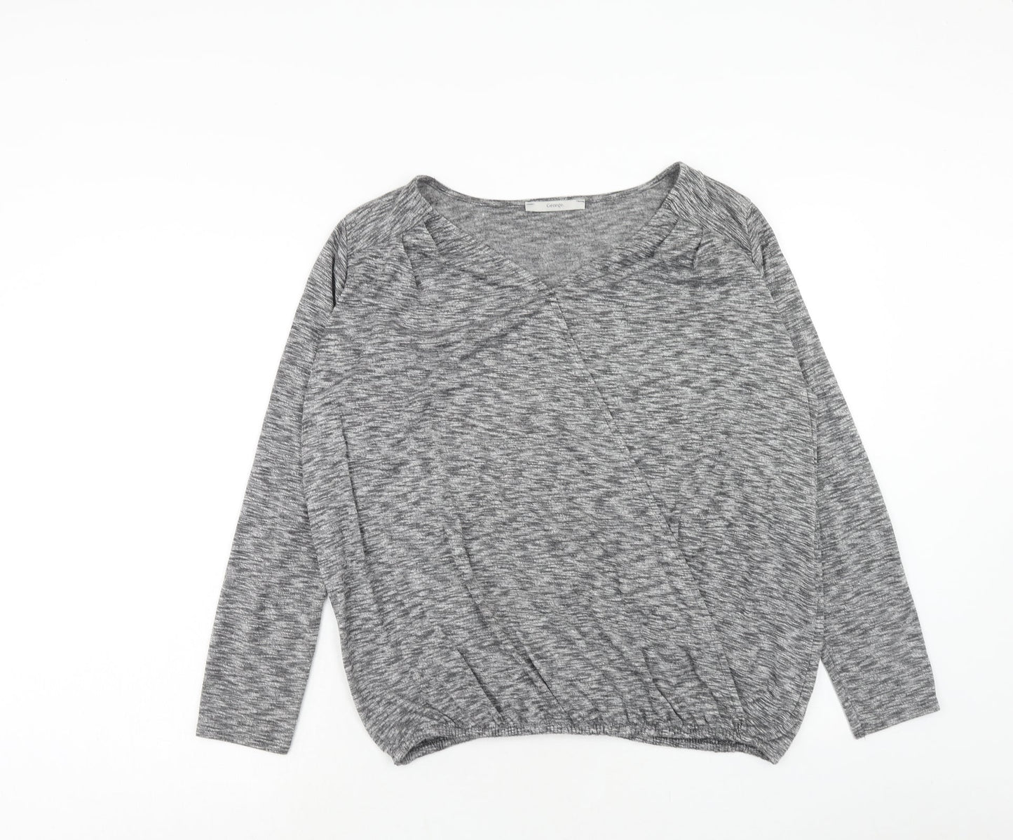 George Womens Grey Polyester Basic Blouse Size 10 V-Neck