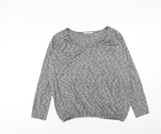 George Womens Grey Polyester Basic Blouse Size 10 V-Neck