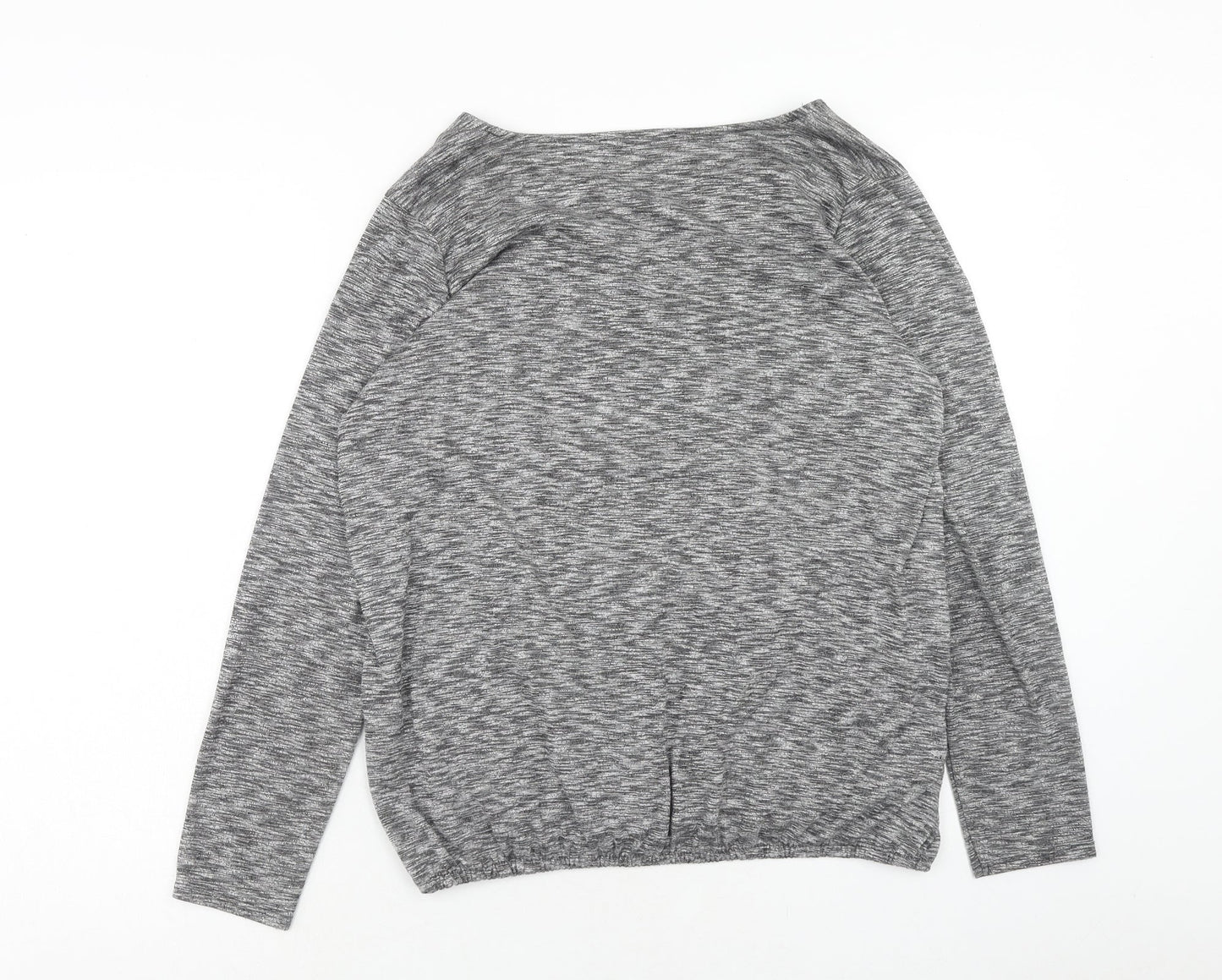 George Womens Grey Polyester Basic Blouse Size 10 V-Neck