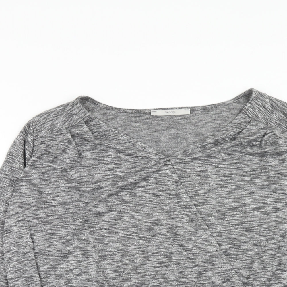 George Womens Grey Polyester Basic Blouse Size 10 V-Neck