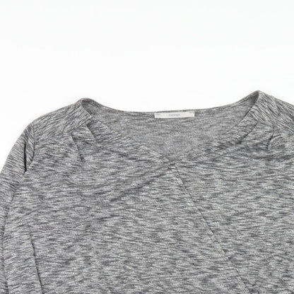 George Womens Grey Polyester Basic Blouse Size 10 V-Neck