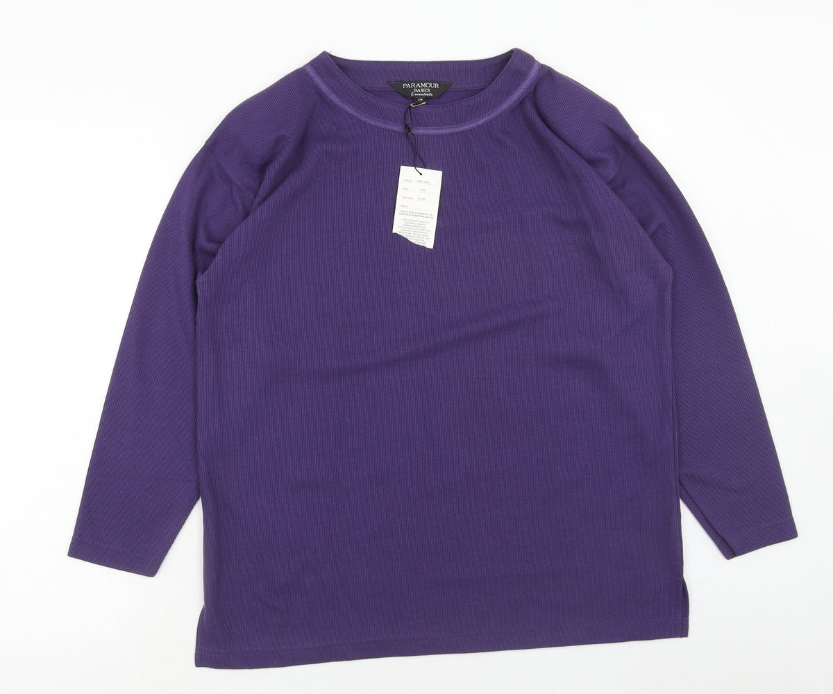 Paramor Womens Purple Boat Neck Polyester Pullover Jumper Size S