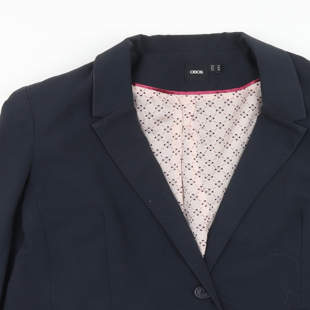 ASOS Womens Blue Polyacrylate Fibre Jacket Blazer Size 14