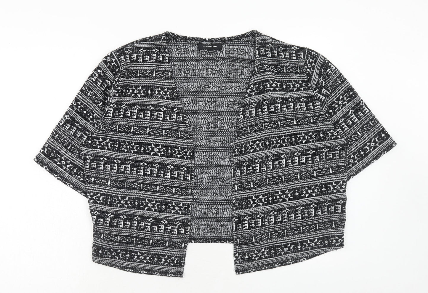 Atmosphere Womens Black V-Neck Geometric Polyester Pullover Jumper Size 18