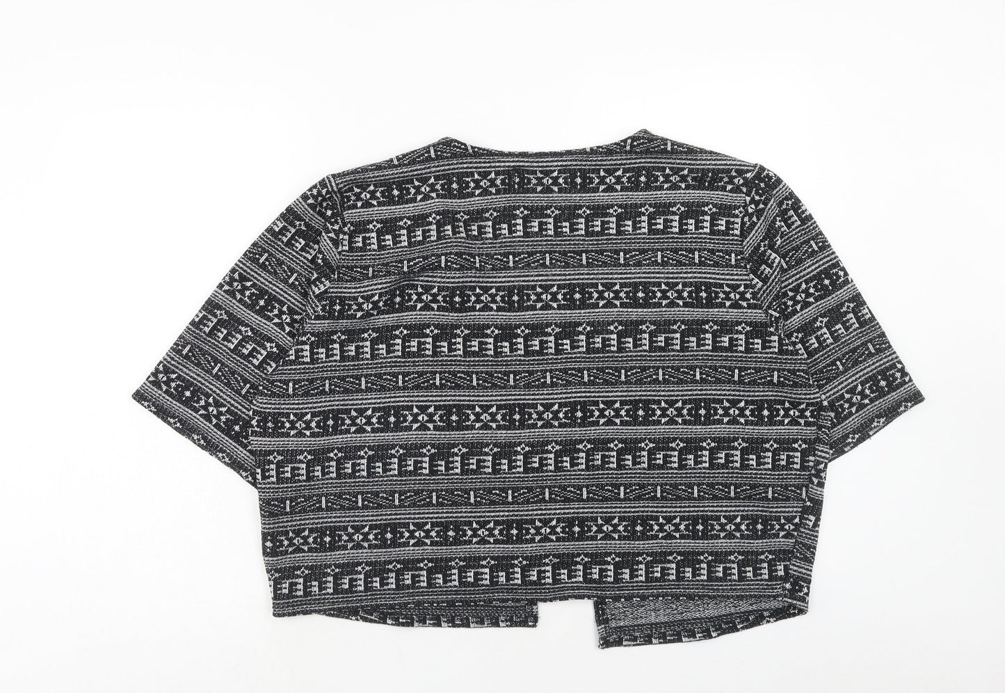 Atmosphere Womens Black V-Neck Geometric Polyester Pullover Jumper Size 18