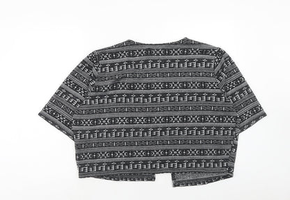 Atmosphere Womens Black V-Neck Geometric Polyester Pullover Jumper Size 18
