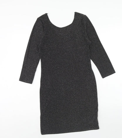 Atmosphere Womens Black Polyamide A-Line Size 10 Round Neck Pullover