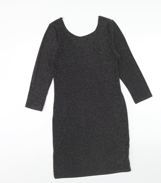 Atmosphere Womens Black Polyamide A-Line Size 10 Round Neck Pullover