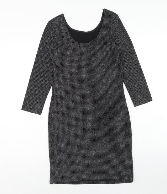 Atmosphere Womens Black Polyamide A-Line Size 10 Round Neck Pullover