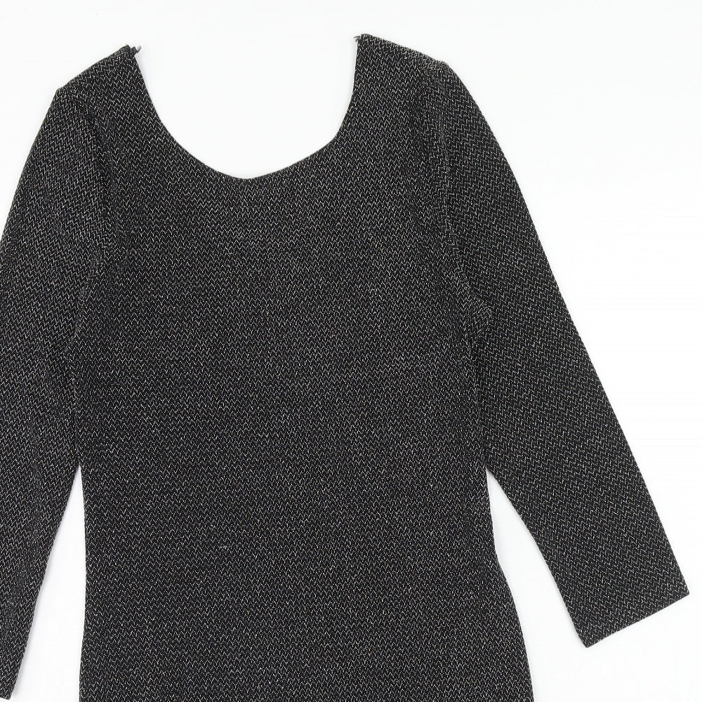 Atmosphere Womens Black Polyamide A-Line Size 10 Round Neck Pullover