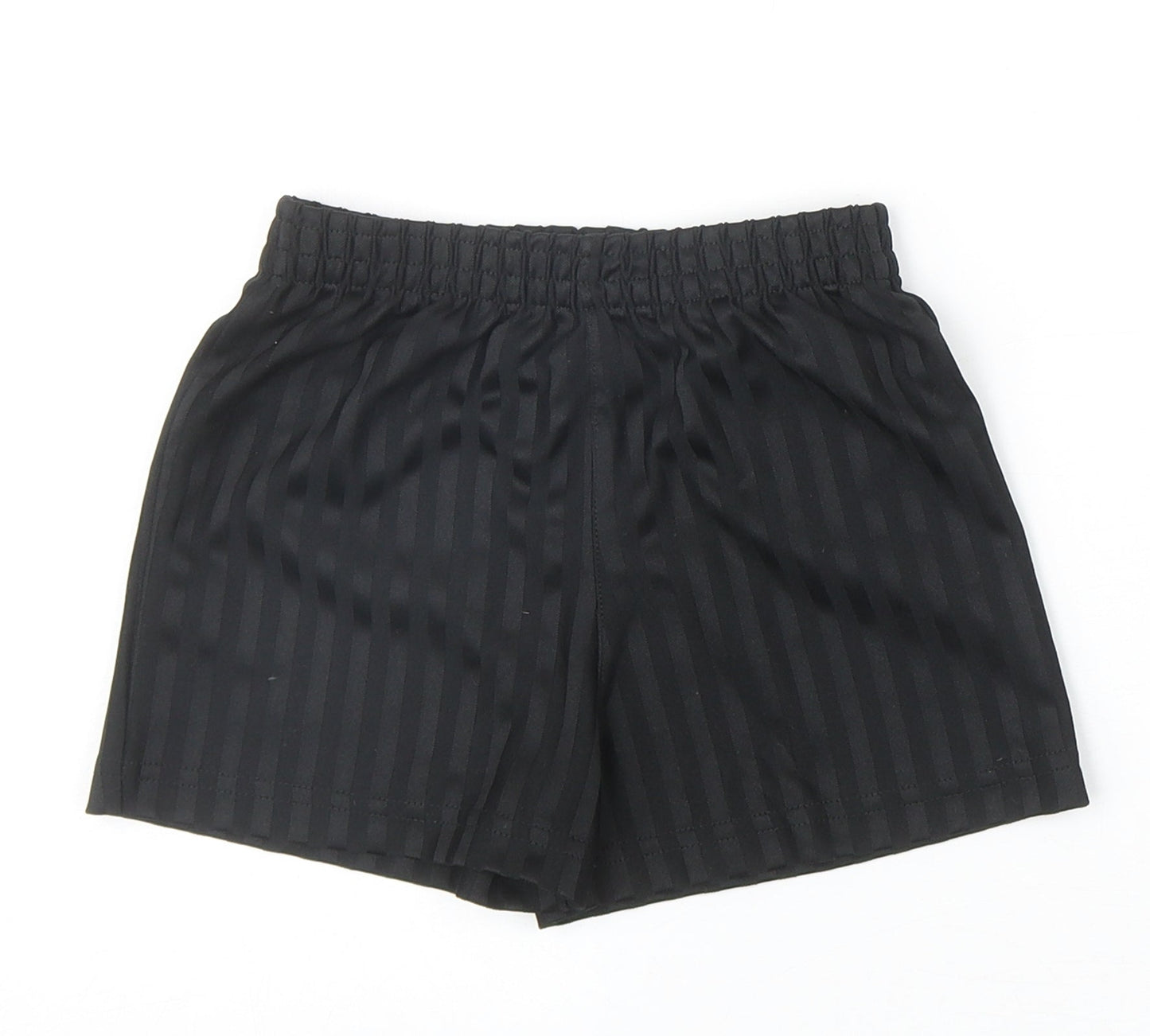 Preworn Boys Black Striped Polyester Sweat Shorts Size 3-4 Years Regular