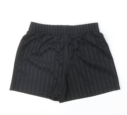 Preworn Boys Black Striped Polyester Sweat Shorts Size 3-4 Years Regular