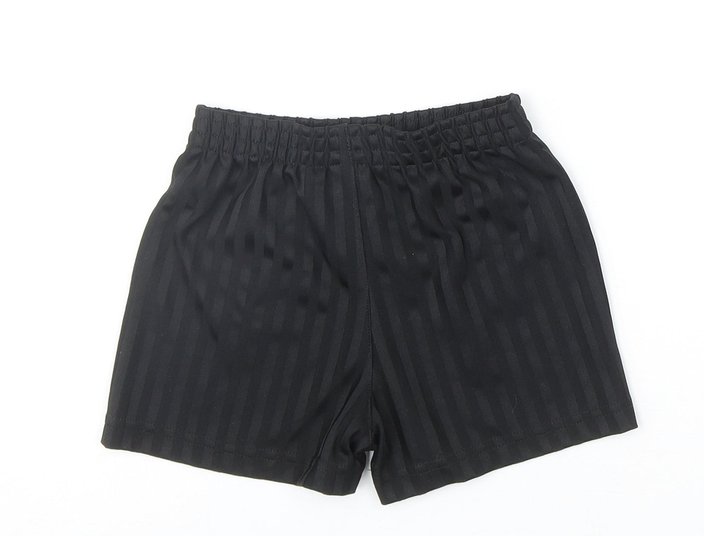 Preworn Boys Black Striped Polyester Sweat Shorts Size 3-4 Years Regular