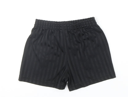 Preworn Boys Black Striped Polyester Sweat Shorts Size 3-4 Years Regular
