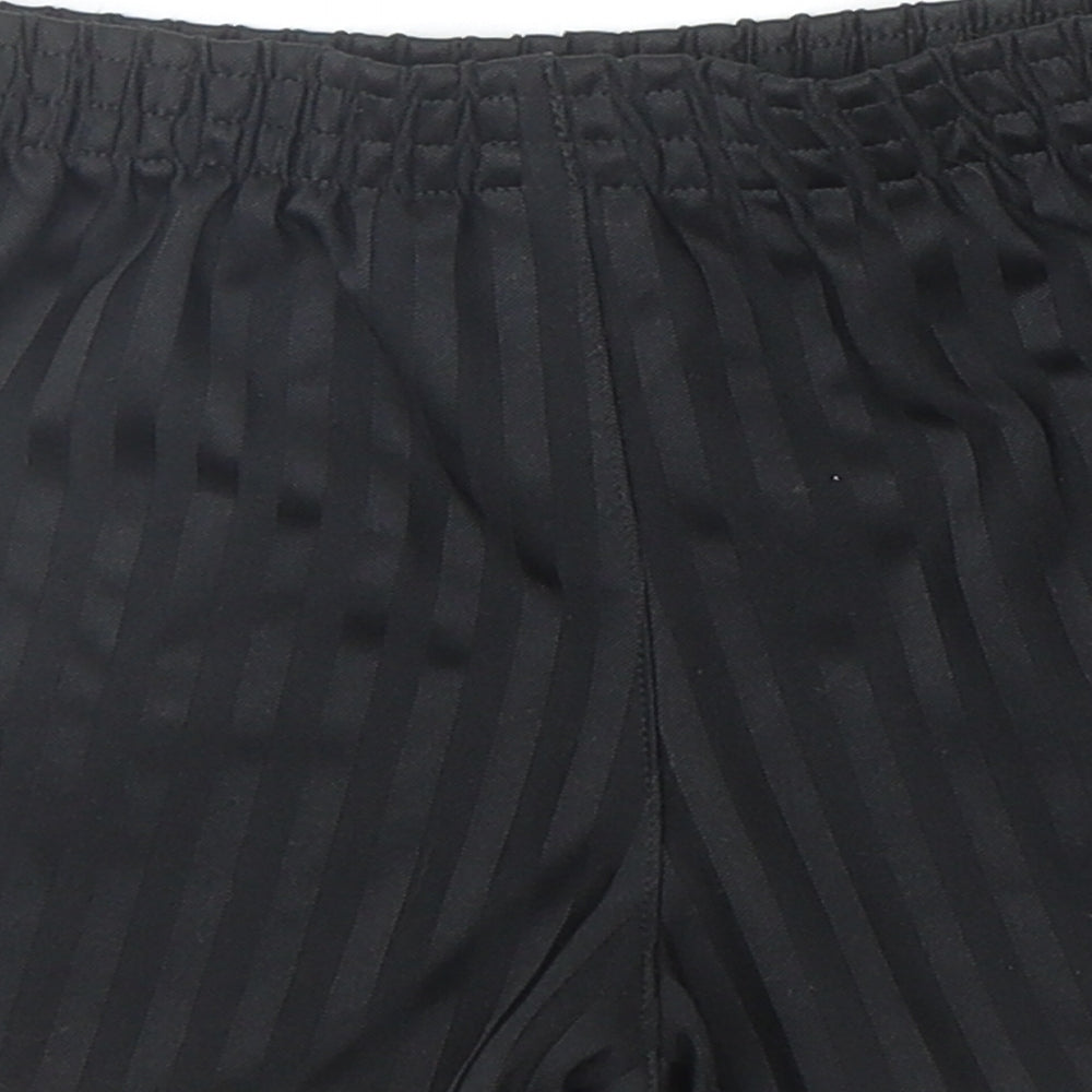 Preworn Boys Black Striped Polyester Sweat Shorts Size 3-4 Years Regular