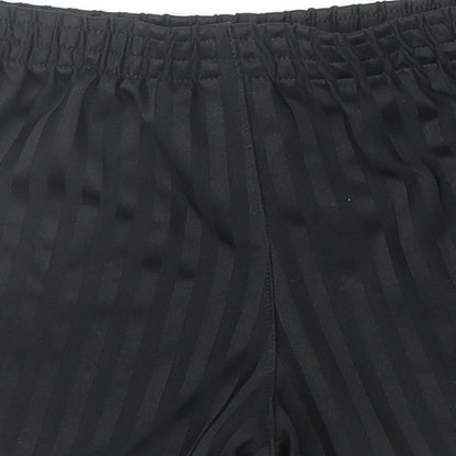 Preworn Boys Black Striped Polyester Sweat Shorts Size 3-4 Years Regular