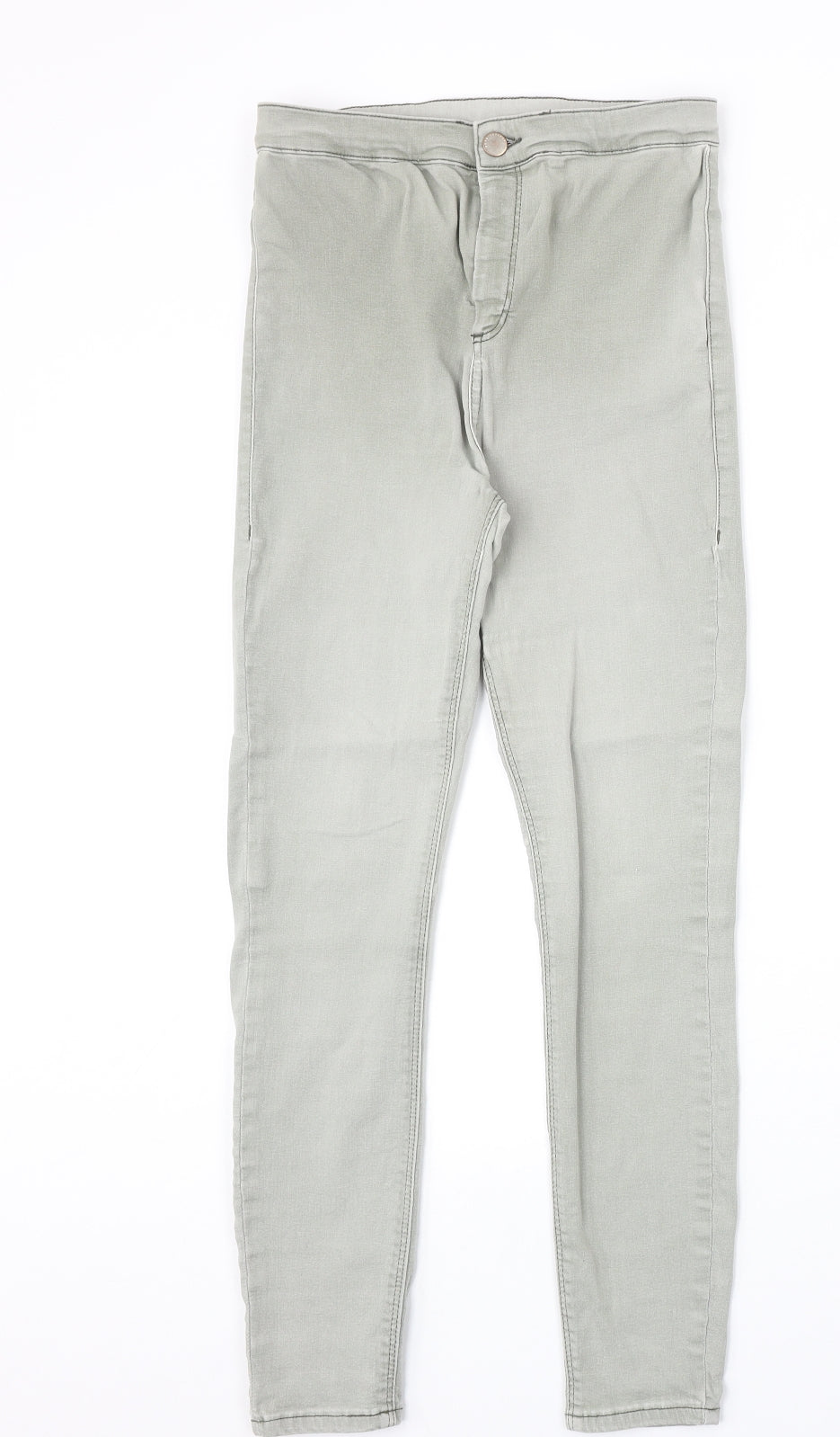 Topshop Womens Grey Cotton Skinny Jeans Size 30 in Regular Zip