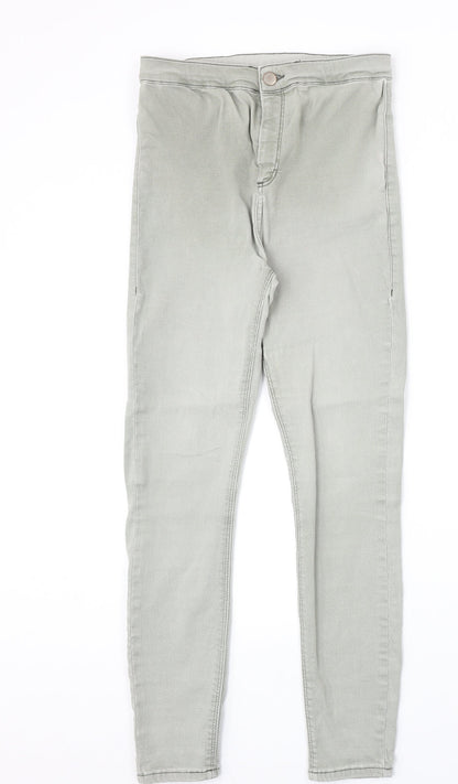 Topshop Womens Grey Cotton Skinny Jeans Size 30 in Regular Zip