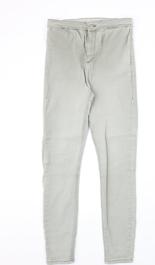 Topshop Womens Grey Cotton Skinny Jeans Size 30 in Regular Zip