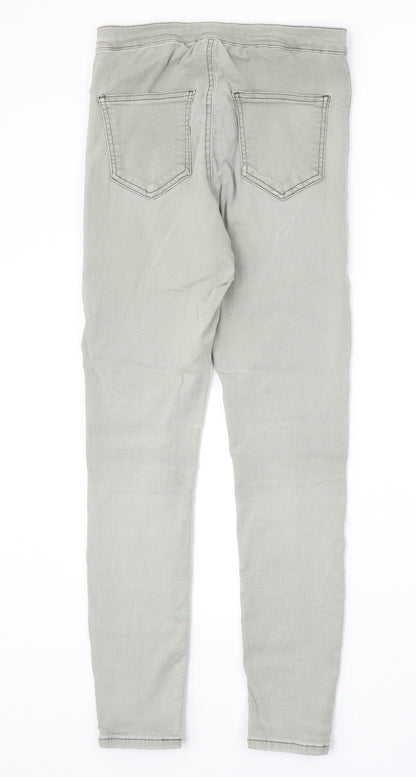 Topshop Womens Grey Cotton Skinny Jeans Size 30 in Regular Zip