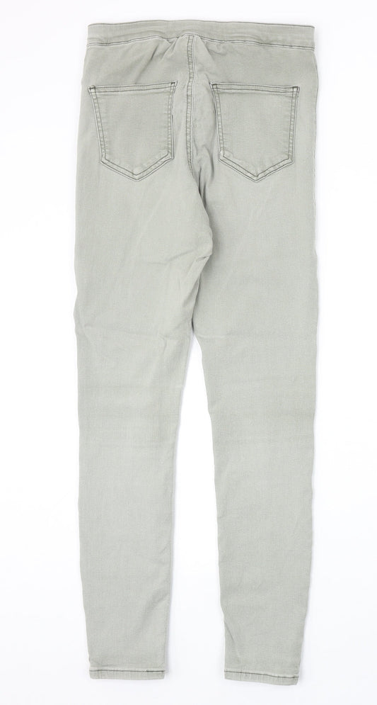 Topshop Womens Grey Cotton Skinny Jeans Size 30 in Regular Zip