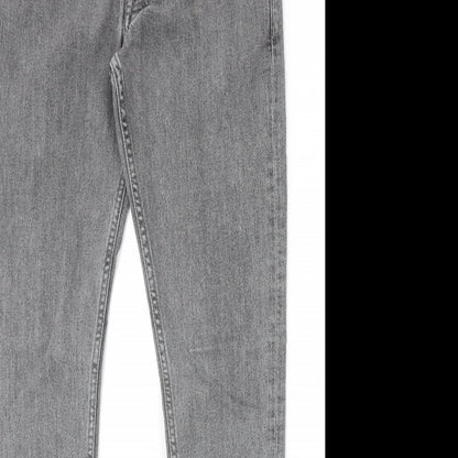 Denim & Co. Mens Grey Cotton Skinny Jeans Size 32 in Extra-Slim Zip