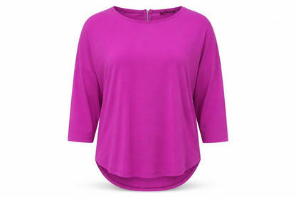 Select Womens Purple Polyester Tunic Blouse Size 14 Boat Neck