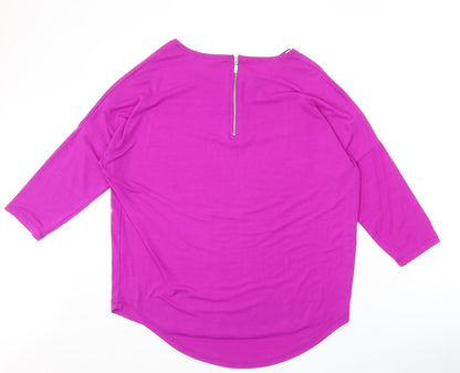 Select Womens Purple Polyester Tunic Blouse Size 14 Boat Neck