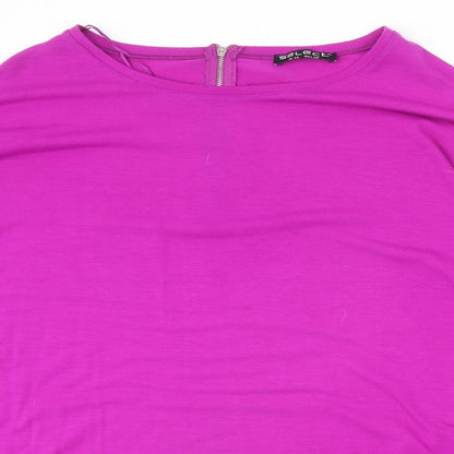 Select Womens Purple Polyester Tunic Blouse Size 14 Boat Neck