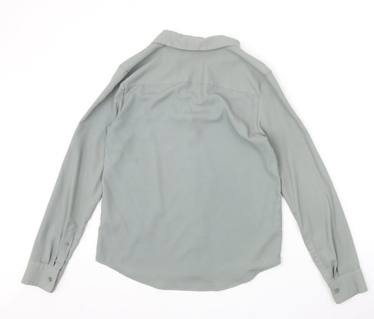Womens UK Size 6 H&M Green Basic Button-Up