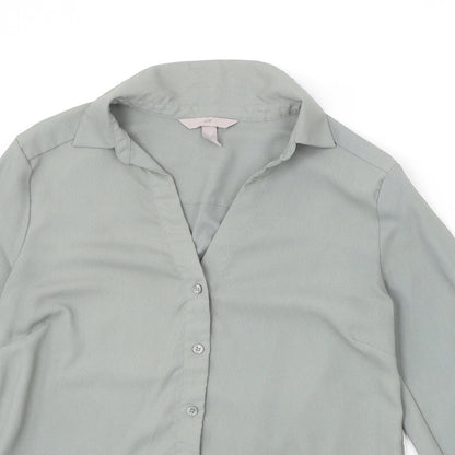 Womens UK Size 6 H&M Green Basic Button-Up