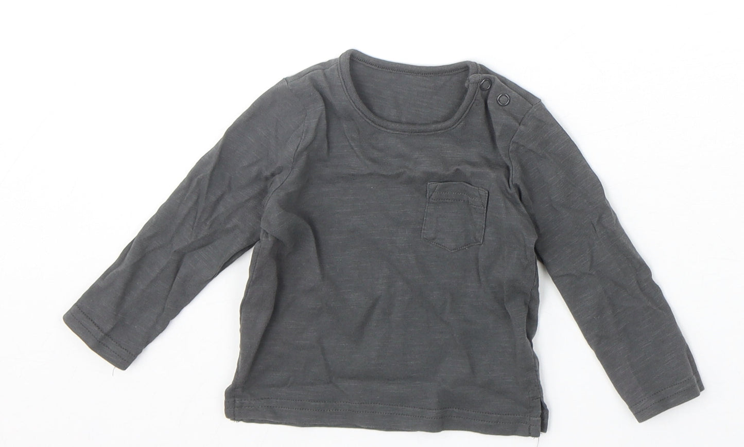 TU Baby Grey 100% Cotton Basic T-Shirt Size 3-6 Months Round Neck Snap