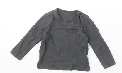 TU Baby Grey 100% Cotton Basic T-Shirt Size 3-6 Months Round Neck Snap