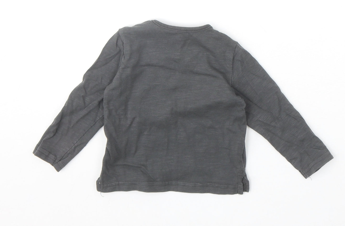 TU Baby Grey 100% Cotton Basic T-Shirt Size 3-6 Months Round Neck Snap