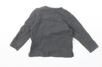 TU Baby Grey 100% Cotton Basic T-Shirt Size 3-6 Months Round Neck Snap