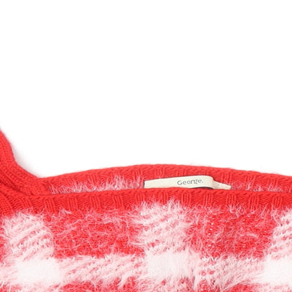 George Girls Red Plaid Acrylic Basic Tank Size XS Square Neck Pullover