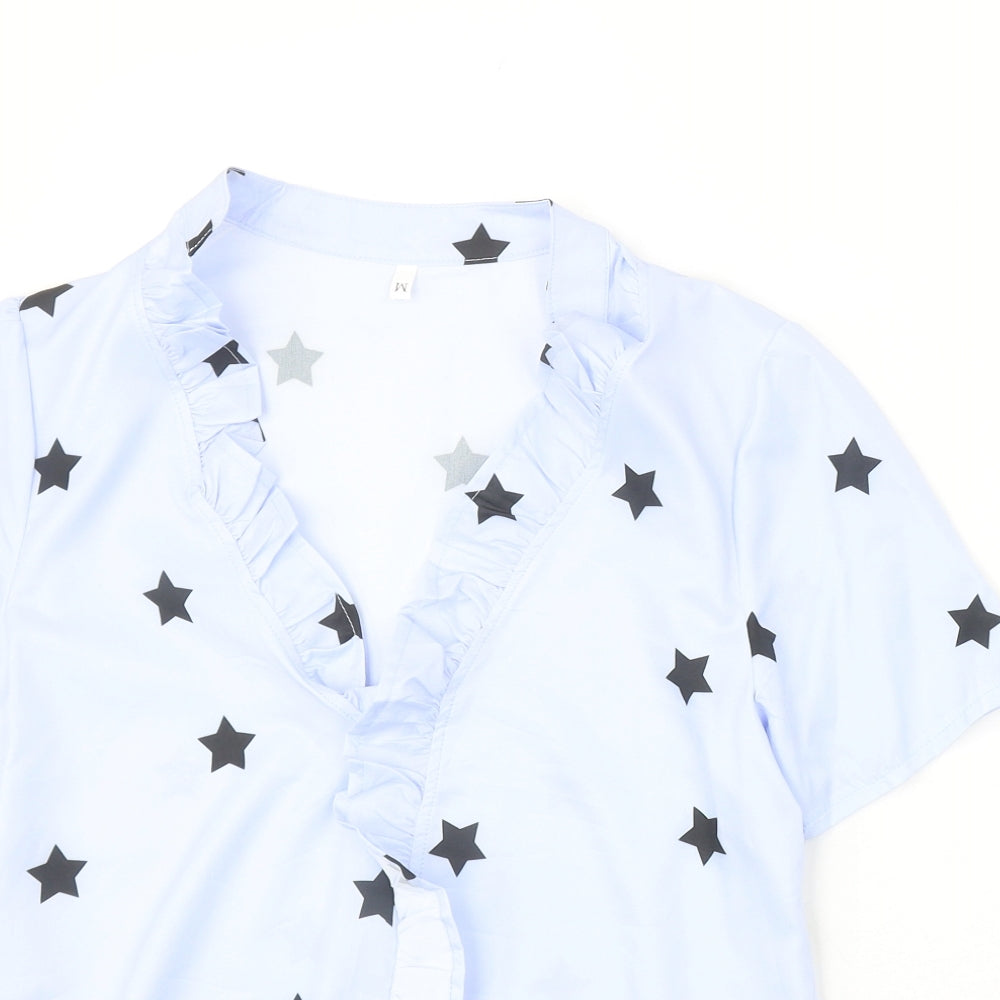 Womens UK Size M Preworn Blue Basic Blouse